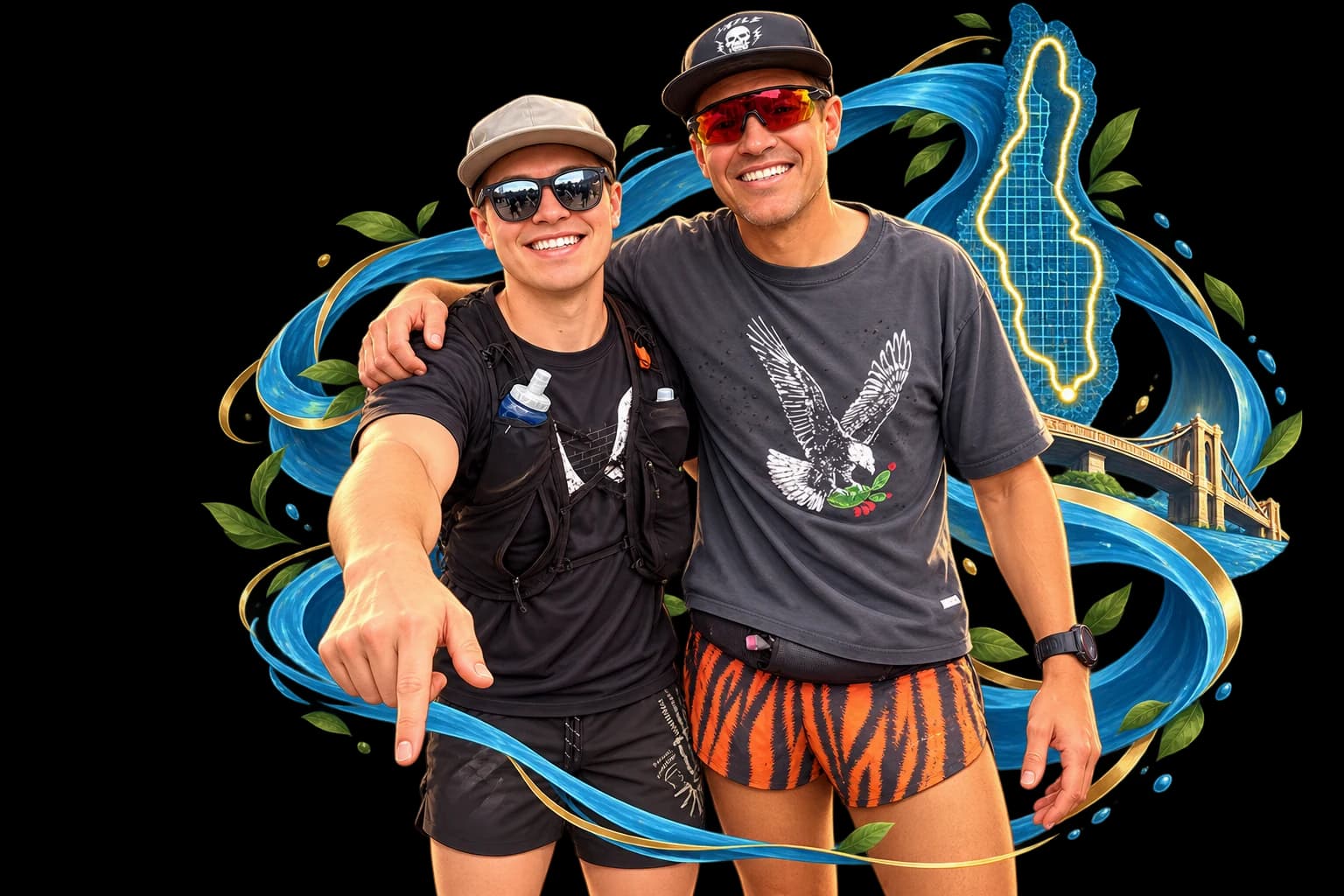 An illustrated memory of David and Andy Glaze on their run around Manhattan.